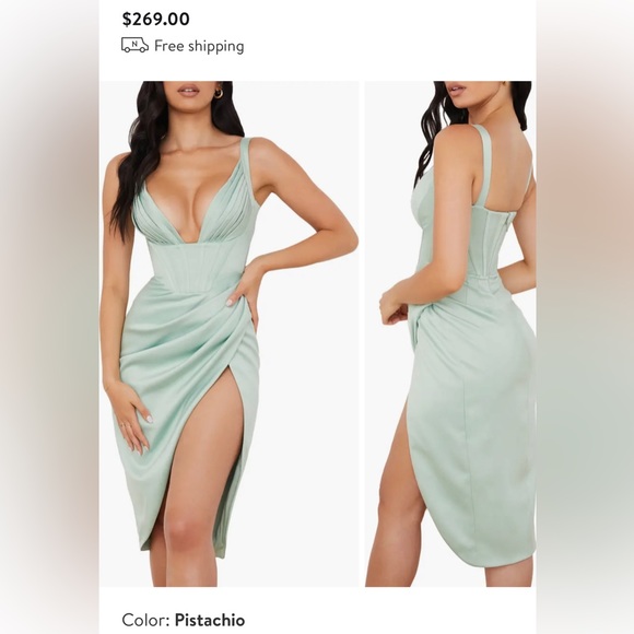 Dresses & Skirts - Mint green corset style silk dress. Medium (size 4-6) worn once.